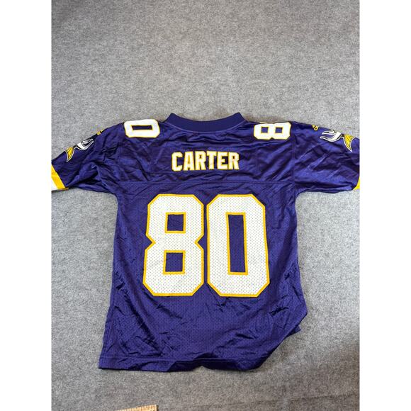 VTG 90s Minnesota Vikings Carter #80 NFL Team Adidas Jersey Youth 8 Sportswear - Picture 2 of 8
